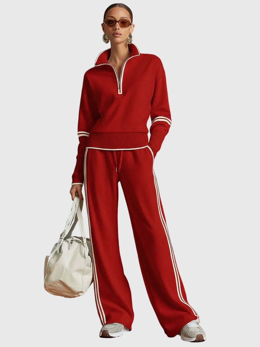 Minrada | Zip Neck Knitted Lounge Set