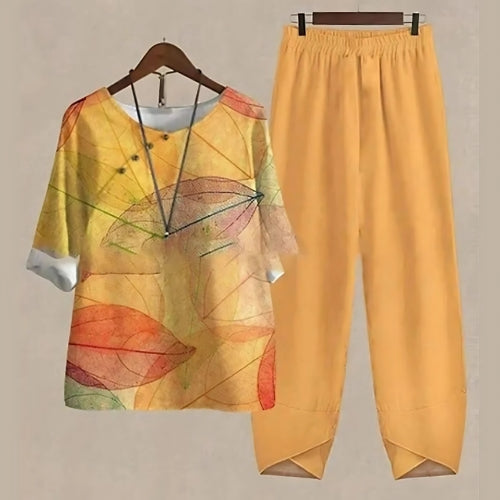 Raquel - Relaxed Printed Top and Pants Two-Piece Set