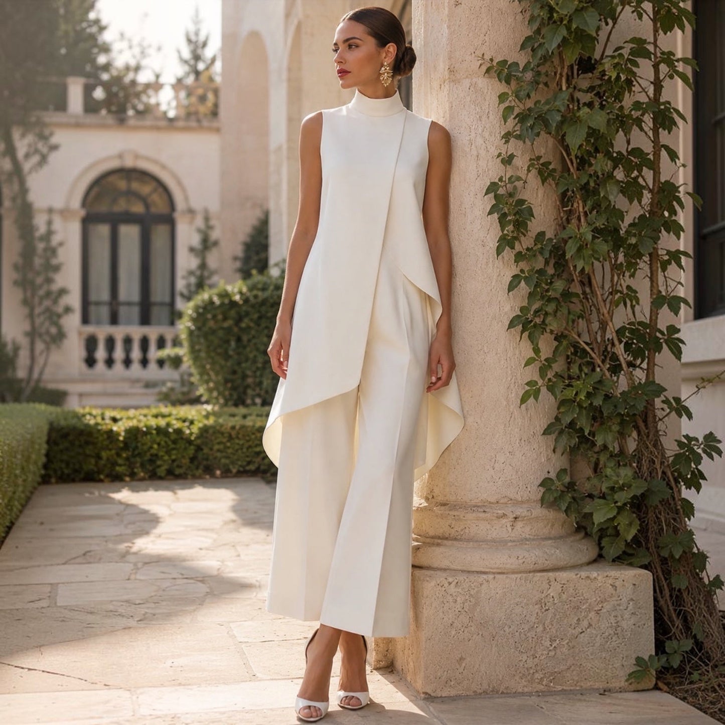 Maryam | Two Piece High Neck Draped Trouser Set