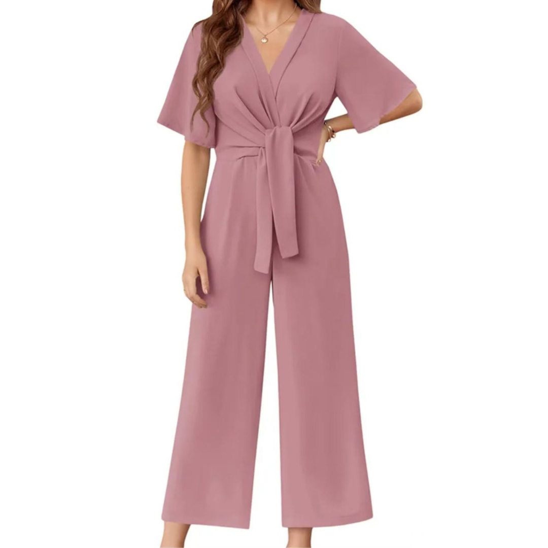 Gracie | Jumpsuit With V Neck Tie Waist
