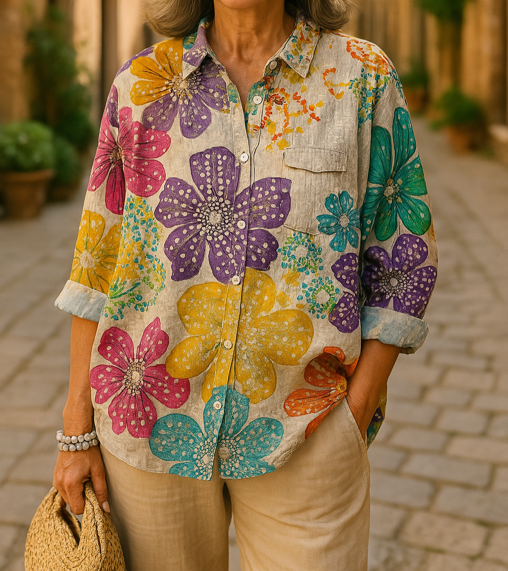 Petra | Floral Print Button Front Shirt Blouse