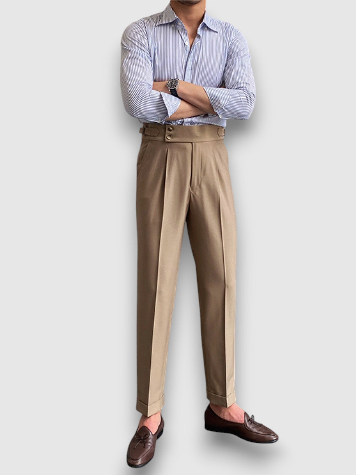 Flurin | Pleated High Waist Formal Trousers
