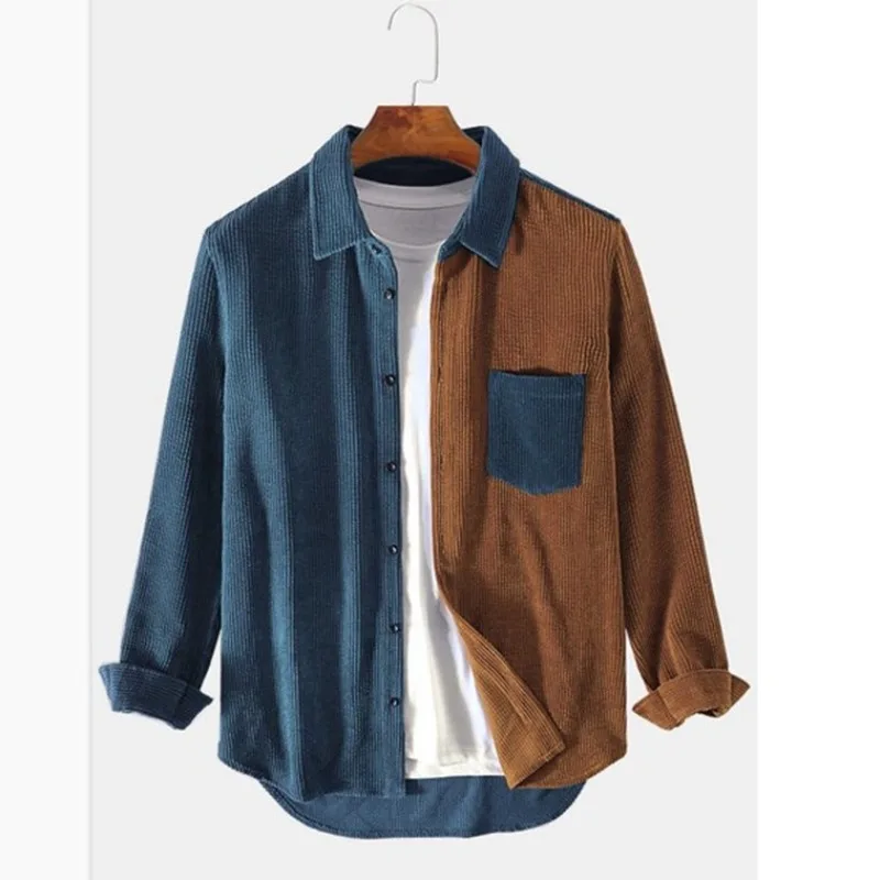 Geraldus | Corduroy Shirt with Spliced Panels and Pocket