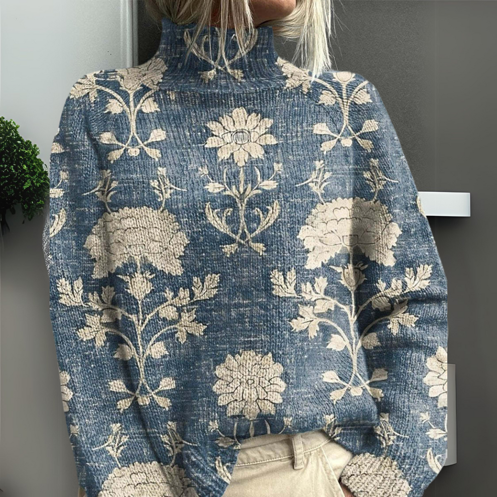 Rasha | High Neck Printed Knitted Jumper