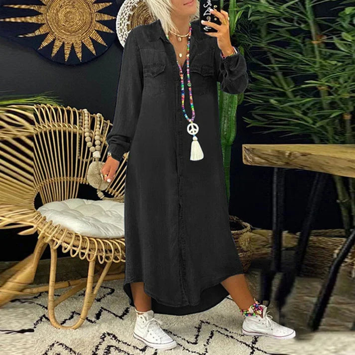 Lilla | Long Sleeve Button Front Shirt Dress