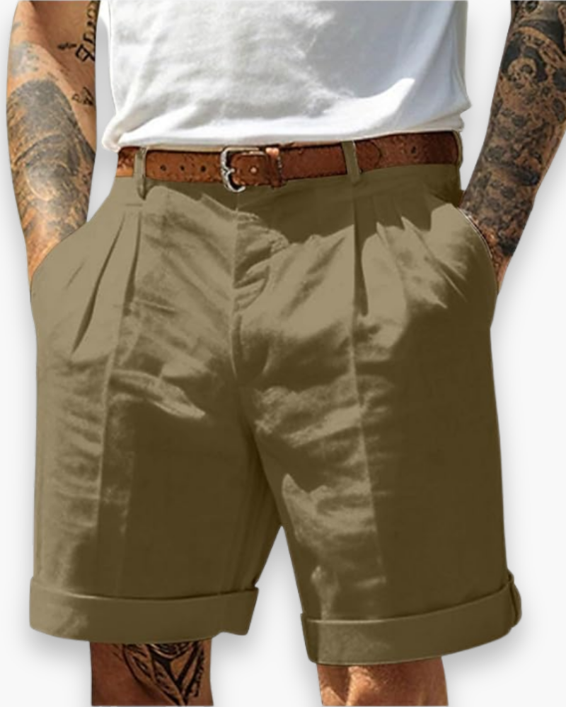 Javaid | Linen Pleated Tailored Shorts