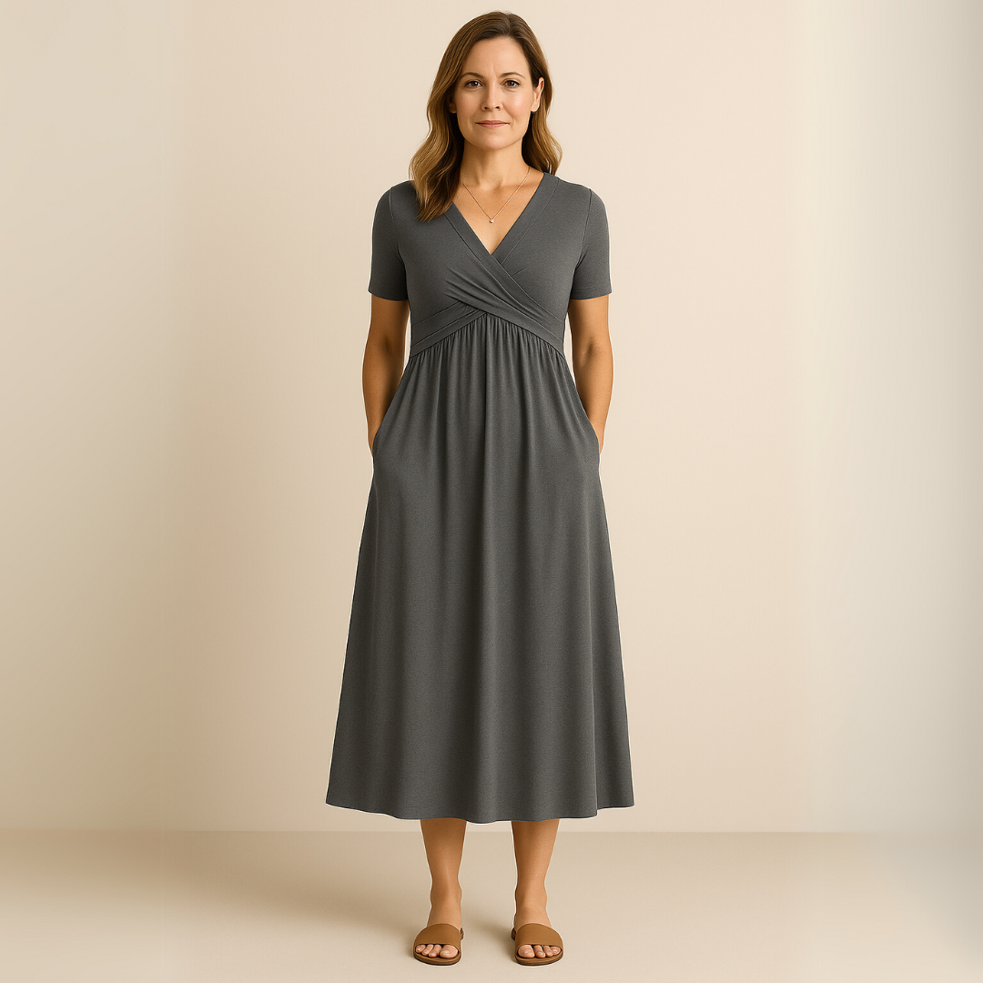 Bridgett | Dress Short Sleeve Wrap Front Midi