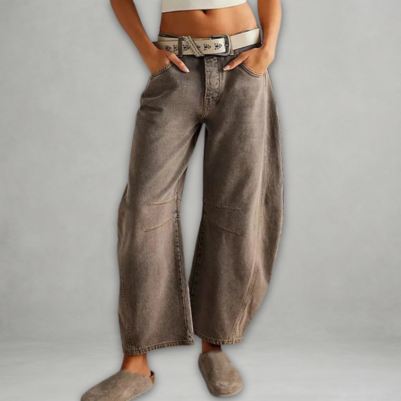 Entela - Barrel Leg Loose Fit Pocket Jeans