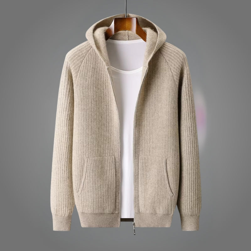 Romain | Hoodie with Ribbed Knit Full-Zip Front