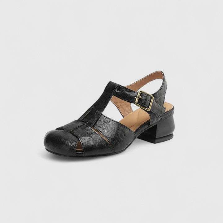 Kathy | Buckle Strap Low Block Heel Sandals