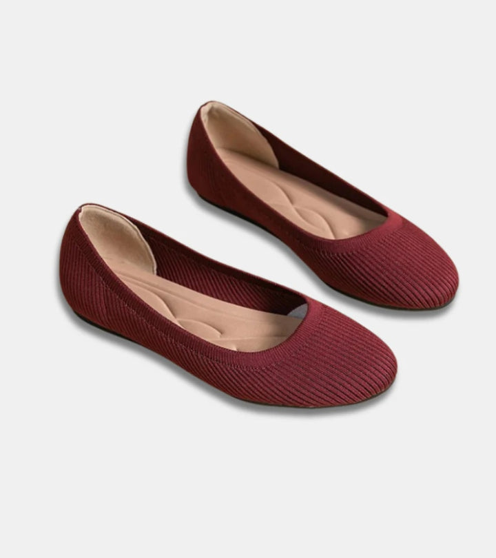 Alfia | Ballet Flats Ribbed Round Toe Slip On