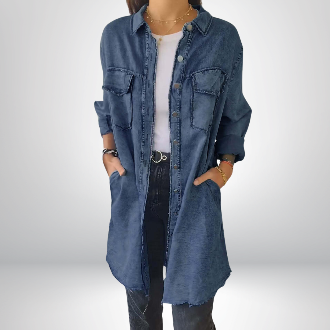 Krystyna | Denim Jacket with Long Sleeves and Collar