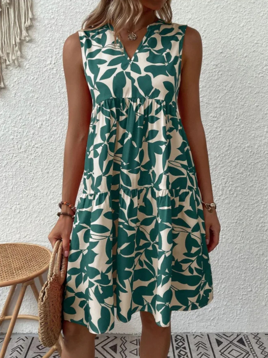 Greysen | Sleeveless Floral Print Tiered Dress