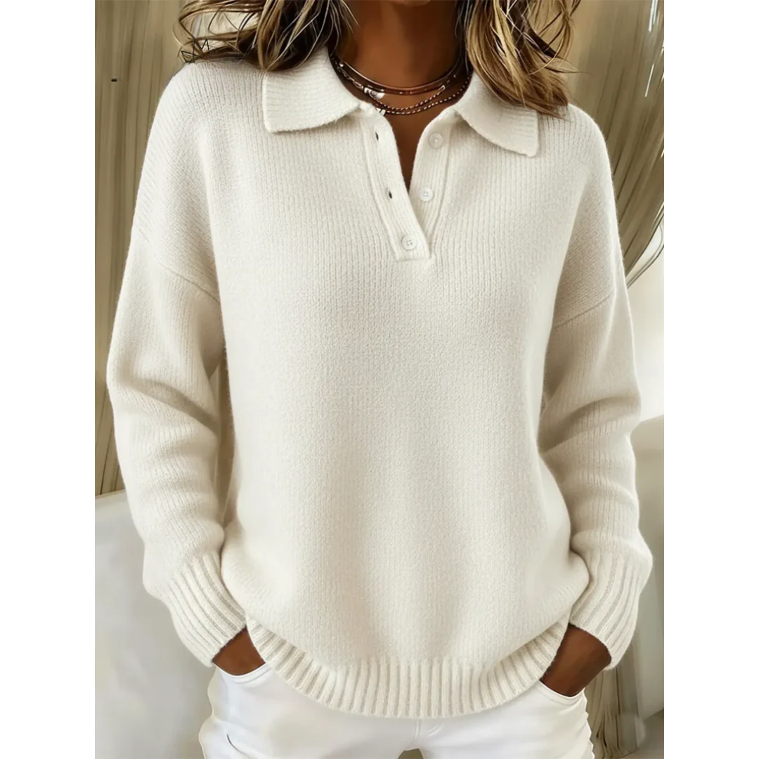 Fayeia | Collared Knit Jumper with Ribbed Cuffs