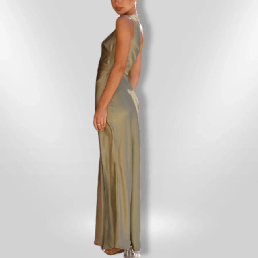 Erminia | One Shoulder Sage Green Maxi Dress