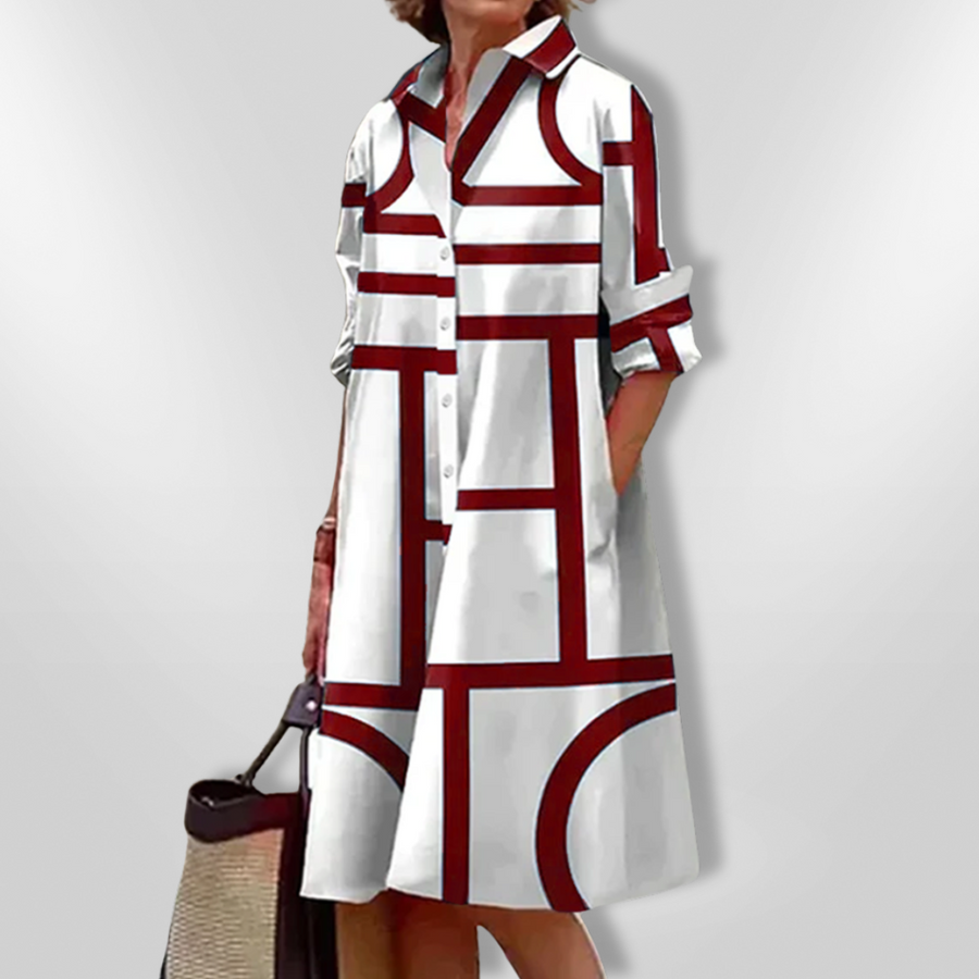 Lynna | Geometric Print Shirt Dress