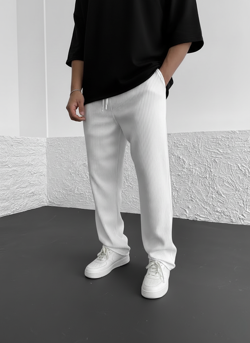 Eliezer | Relaxed Fit Ribbed Drawstring Trousers