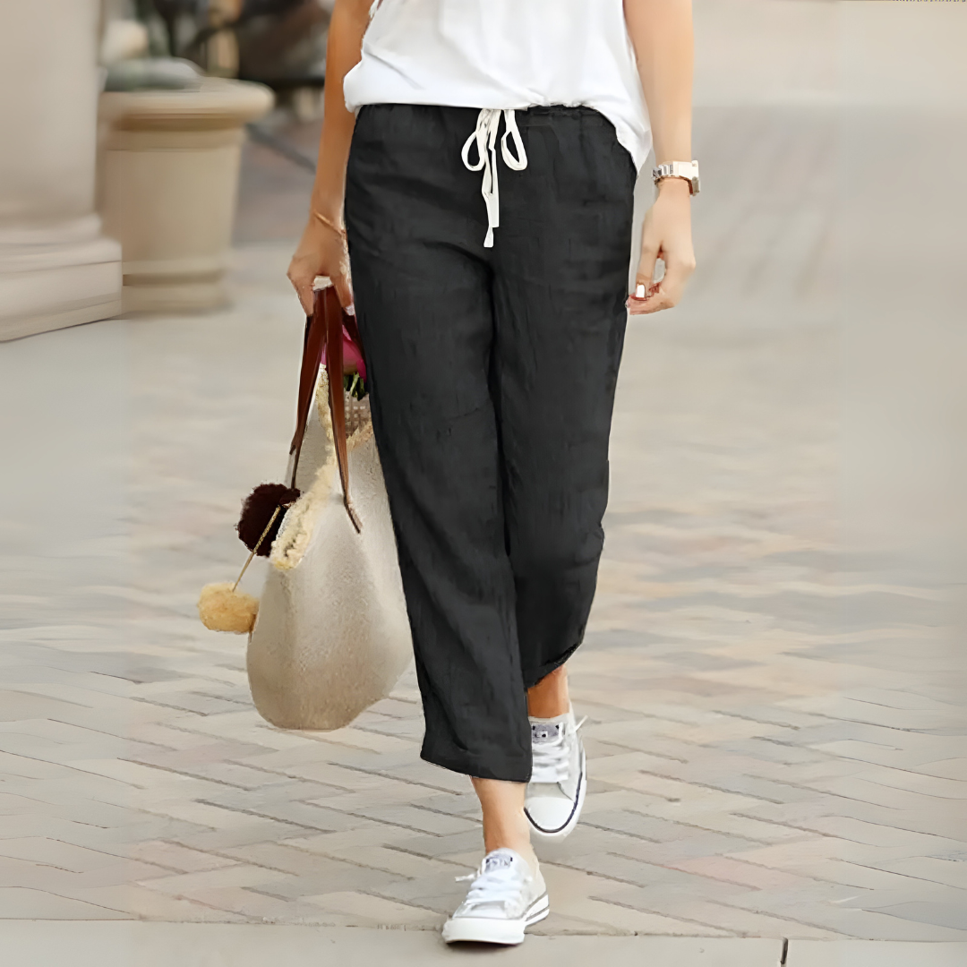 Izumi | Drawstring Cropped Wide Leg Trousers