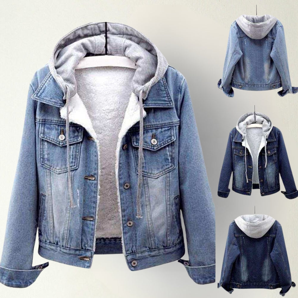 Callina | Denim-Style Hooded Jacket with Front Pockets