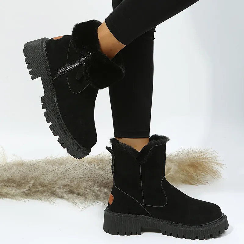 Gertraud | Ankle Boots with Plush Cuffs and Zippers