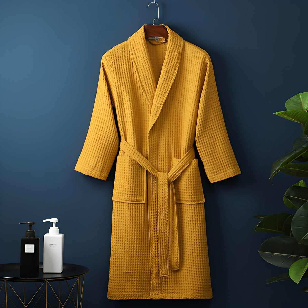 Nathan | Waffle Textured Dressing Gown with Tie Belt