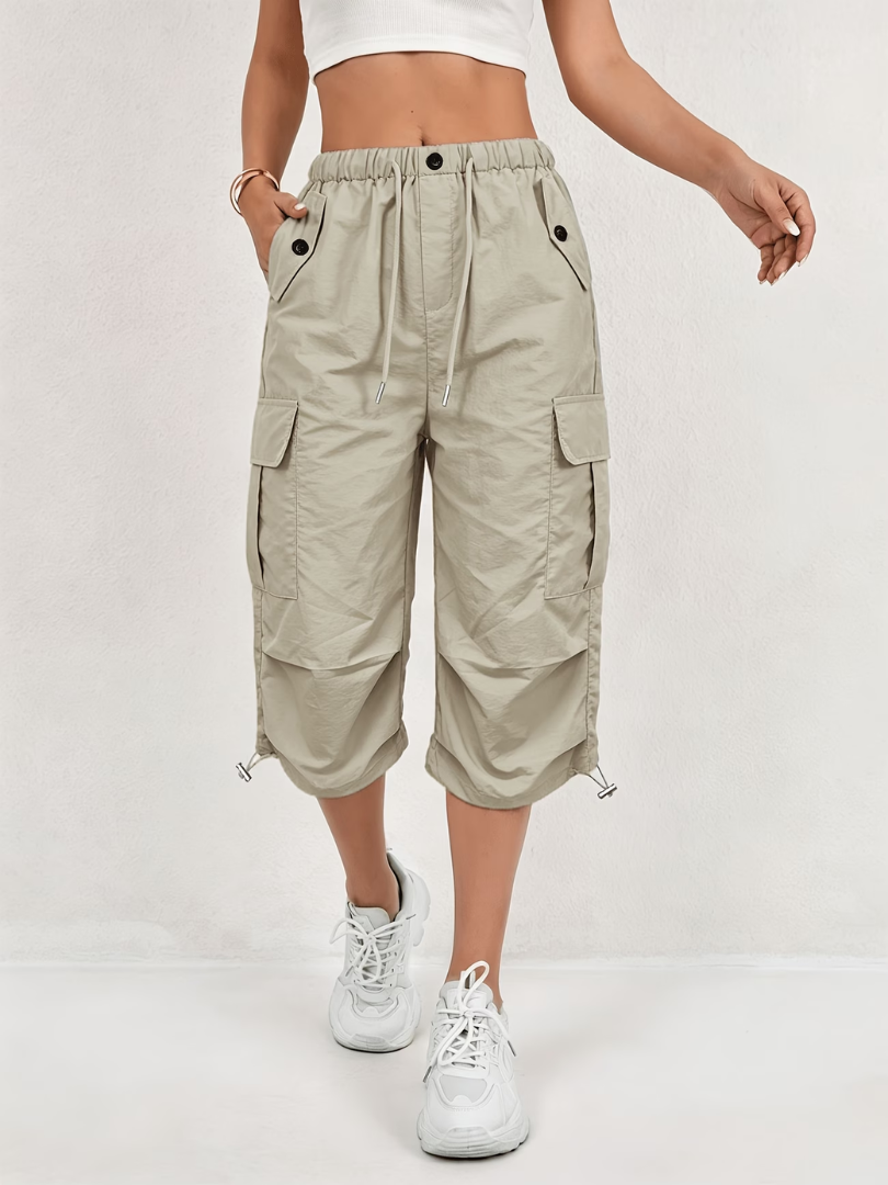 Nanna | Cargo Cropped Trousers With Drawstring Waist