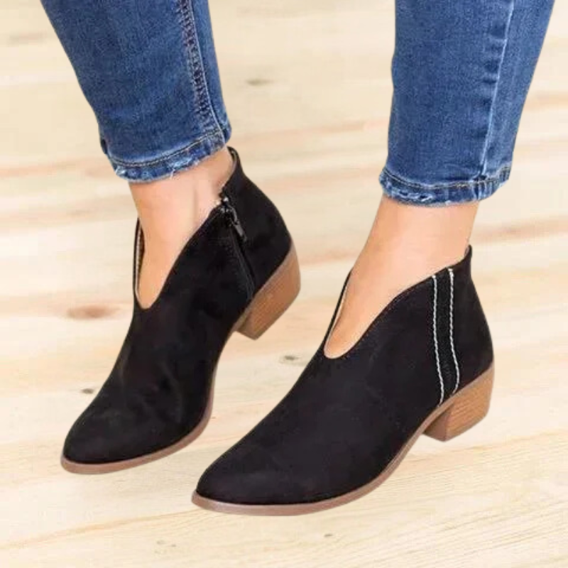 Philomena | Pointed Toe Ankle Boots Block Heel