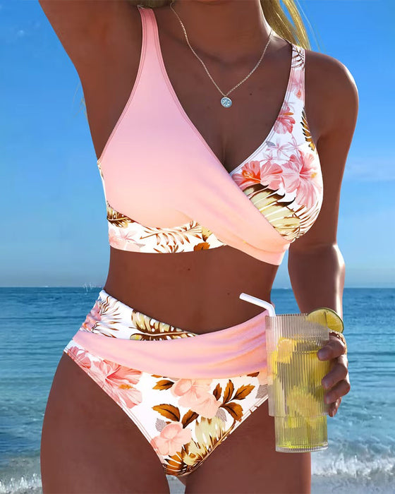 Killiane | Floral Wrap High Waist Bikini Set