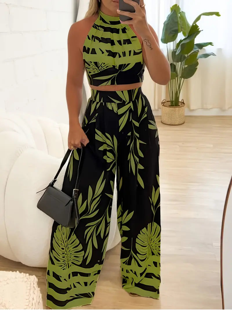Zirina | Tropical Print Halter Two Piece Set