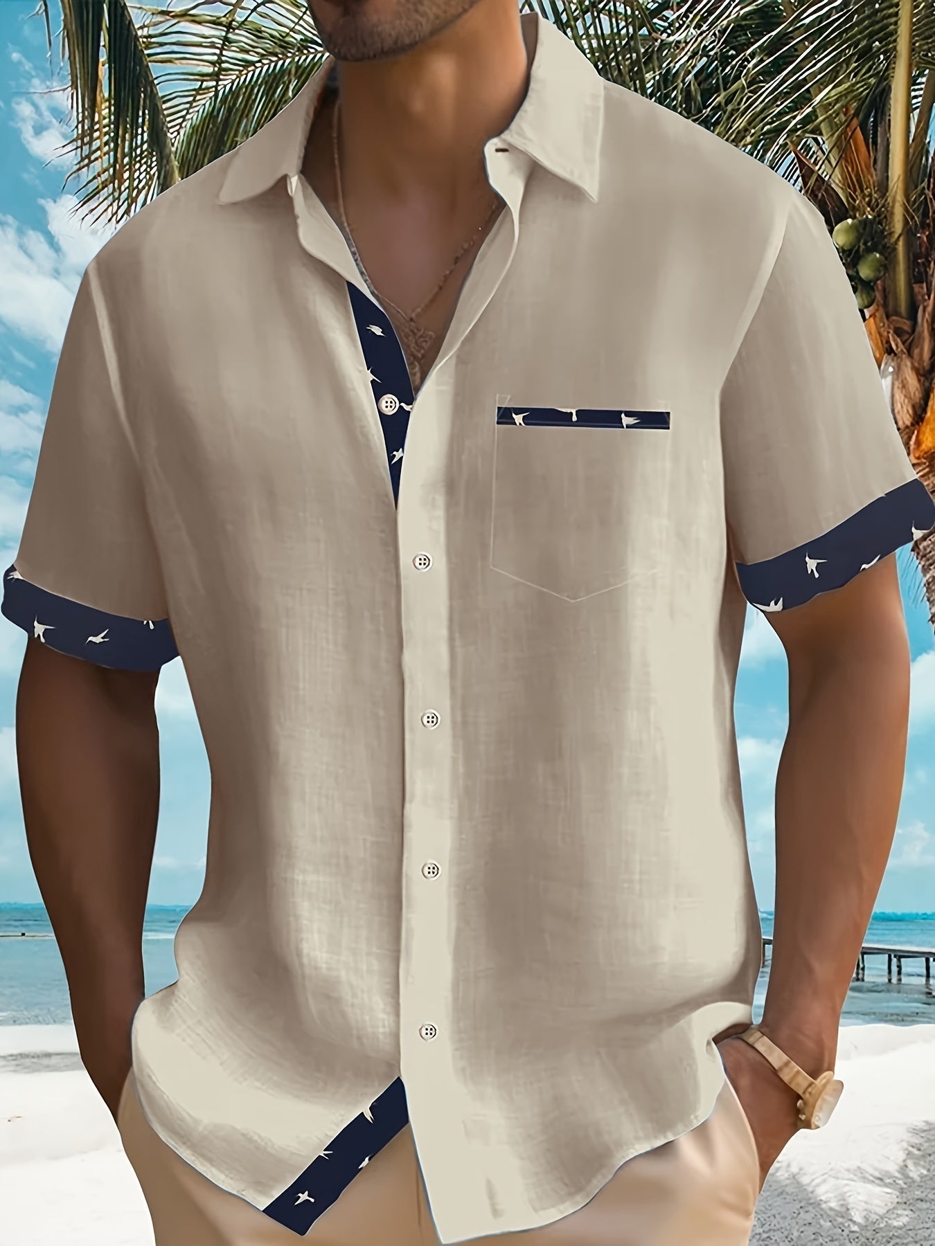 Julio - Short Sleeve Contrast Trim Button Shirt