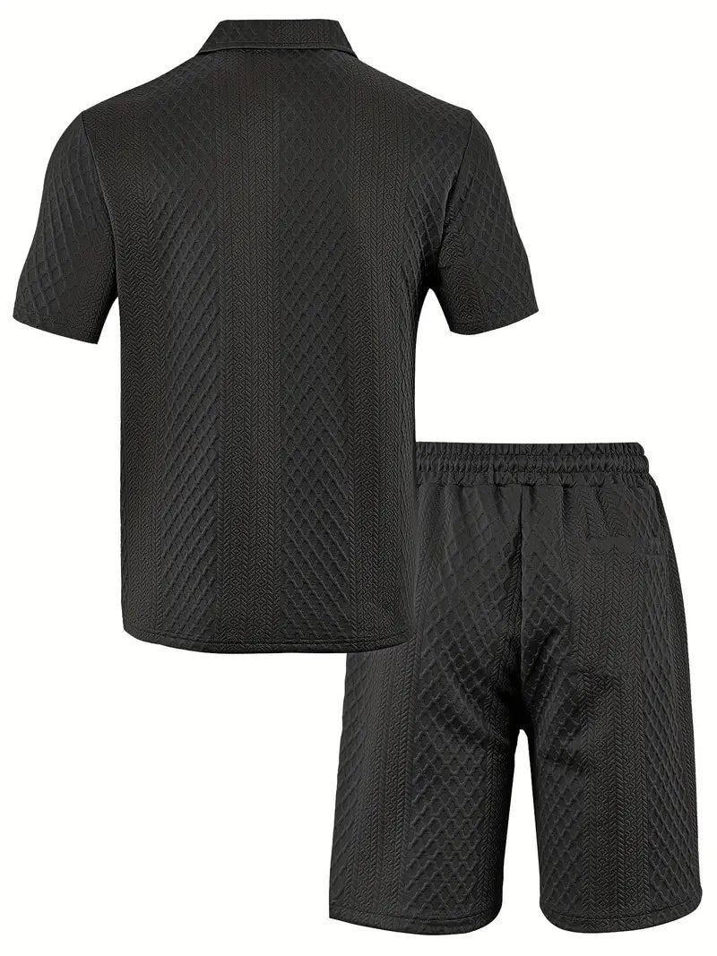 Francisco | Polo Shirt And Textured Shorts Set