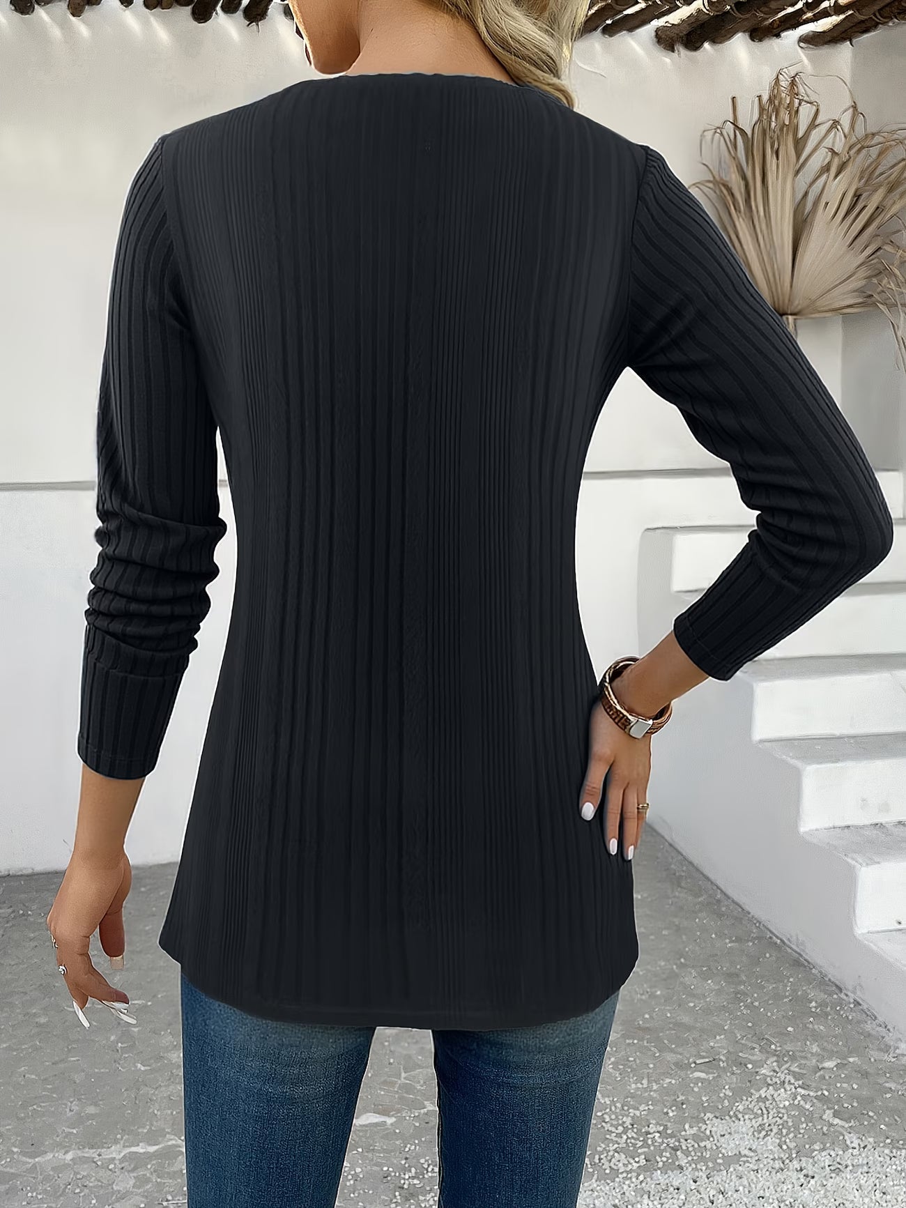 Lizeth | Ribbed Long Sleeve Printed Tunic