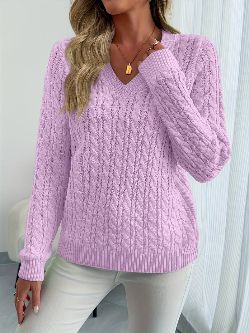 Zivah | V-Neck Cable Knit Jumper