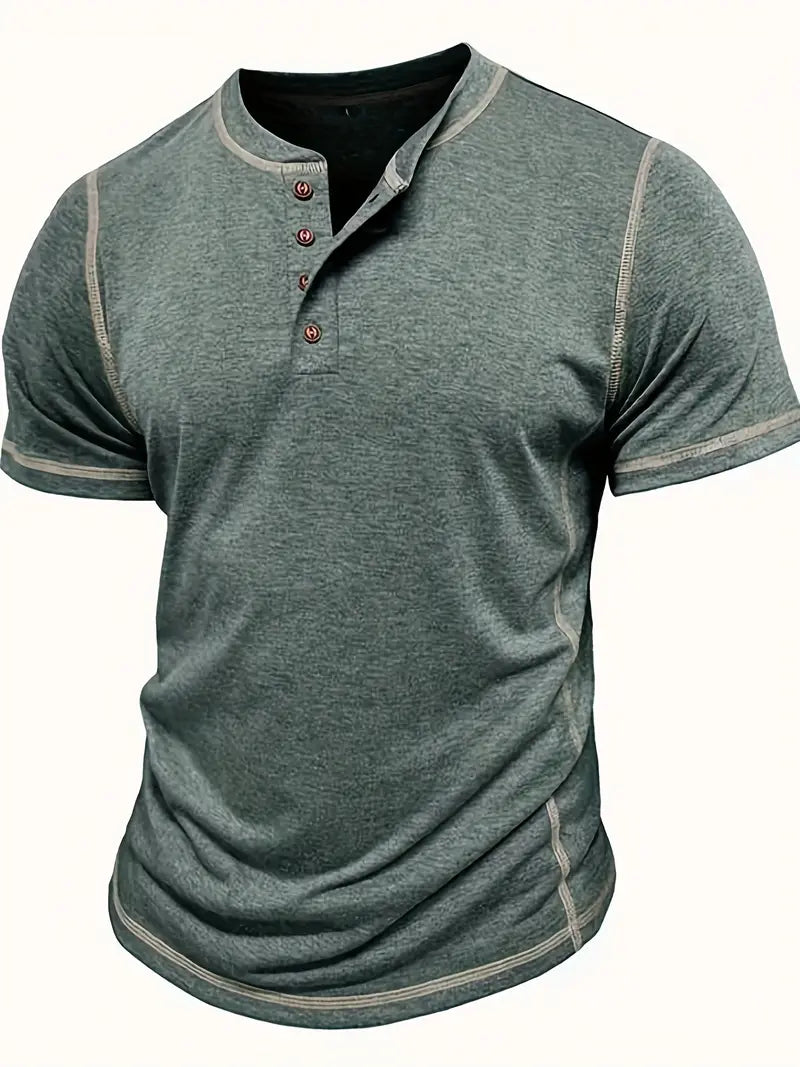 Orazio | Short Sleeve Henley Neck T-Shirt