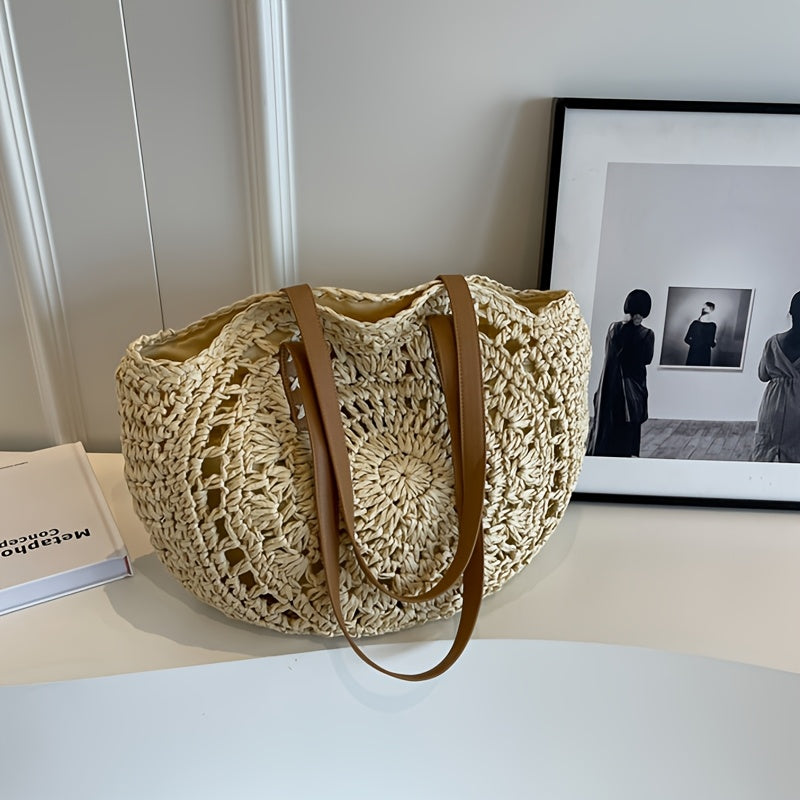 Cléa | Woven Round Straw Tote Shoulder Bag