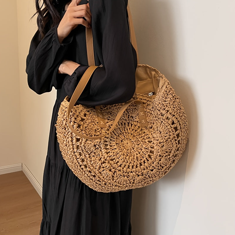 Cléa | Woven Round Straw Tote Shoulder Bag