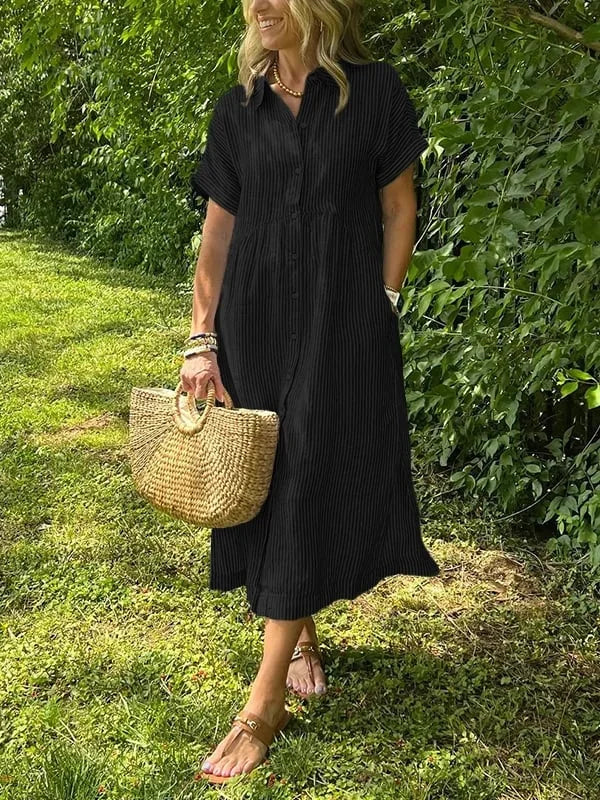Samara | Striped Short Sleeve Shirt Dress