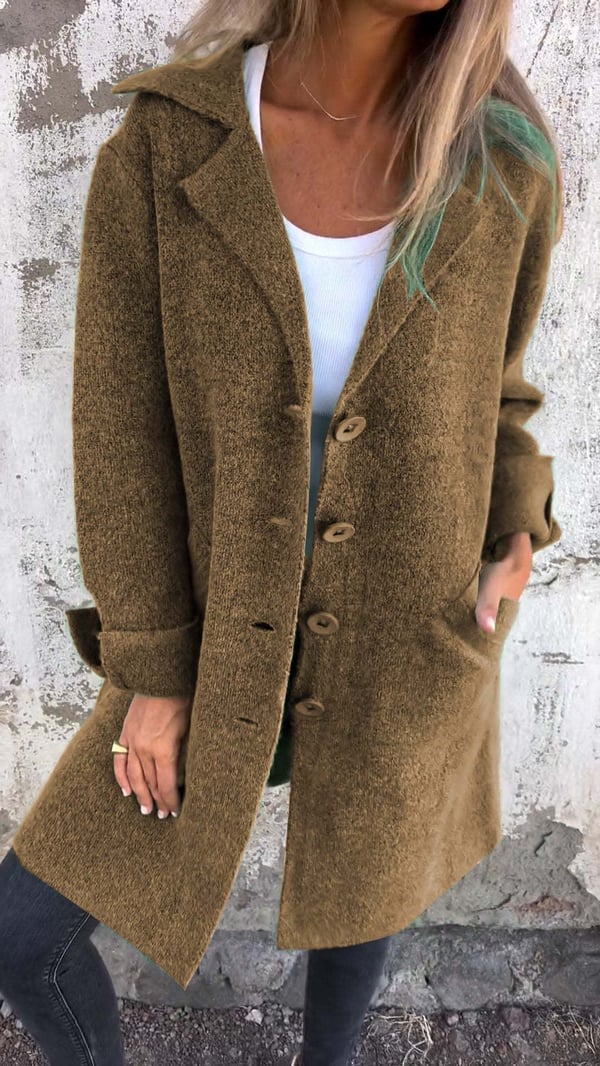 Baylea | Long Button Front Coat With Lapels