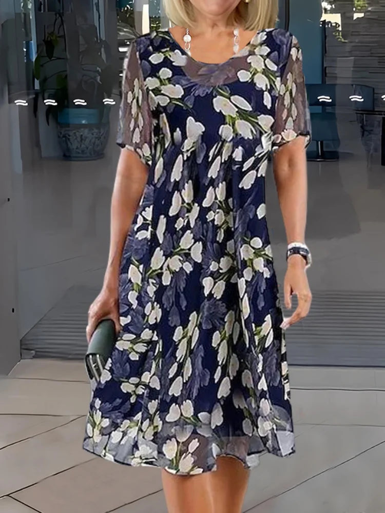 Lizzy | Floral Print V-Neck Midi Dress