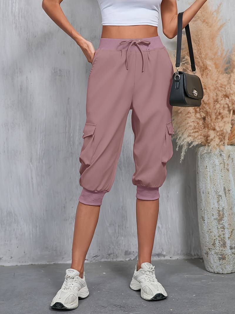 Kirabo | Cargo Cropped Drawstring Jogger Trousers