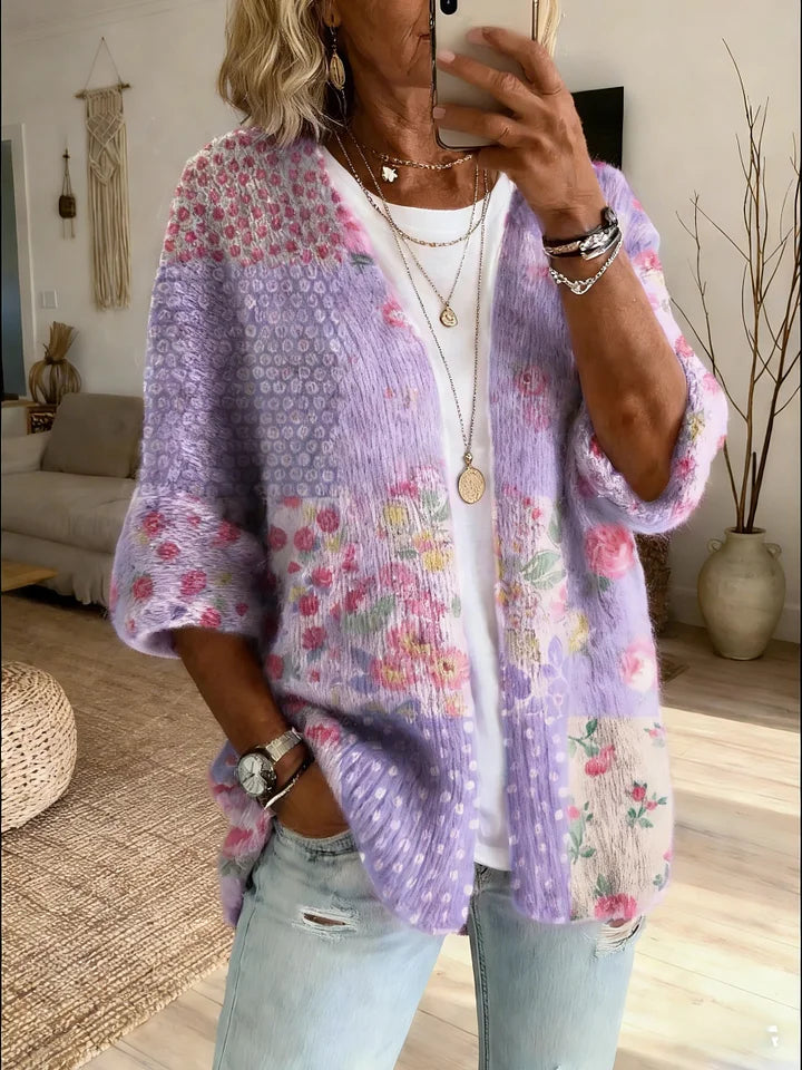 Stevena | Floral Patchwork Open Front Cardigan