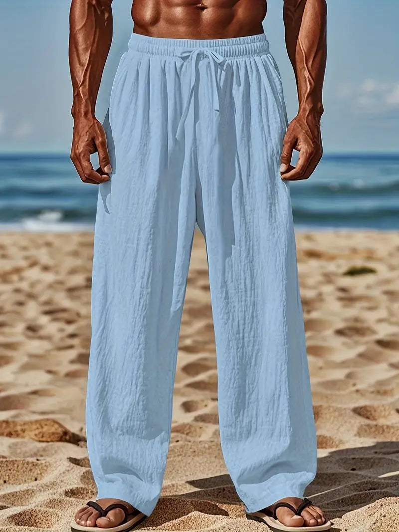 Babaev | Drawstring Wide Leg Linen-Style Trousers