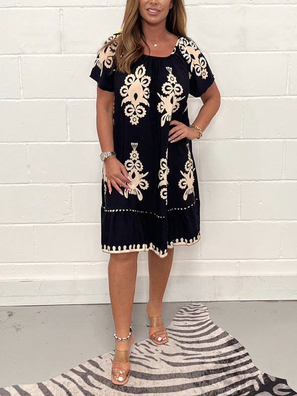 Ranee | Printed Short Sleeve Smock Dress