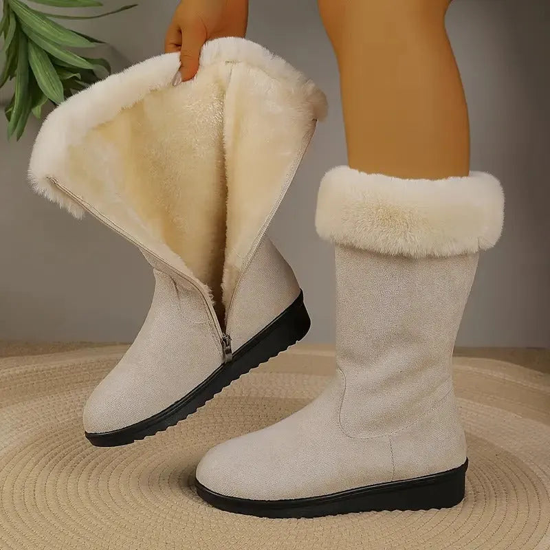 Neah | Mid Calf Faux Fur Side Zip Boots