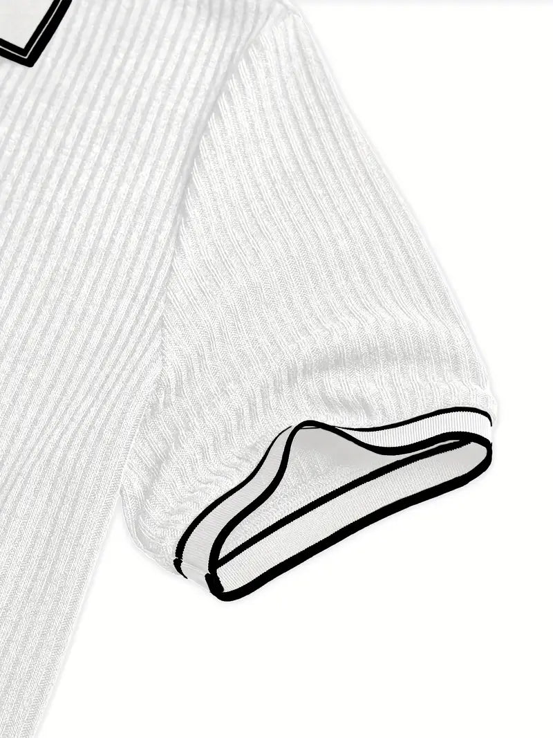 Orestis - Ribbed Short Sleeve Contrast Polo Shirt
