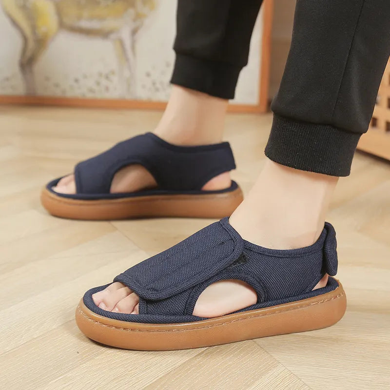 Karena | Adjustable Hook and Loop Open-Toe Sandals