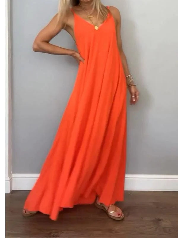 Jolanta | Sleeveless V Neck Maxi Dress
