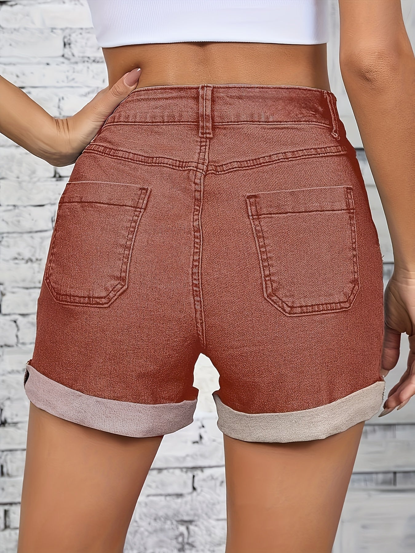 Thelma | Denim Shorts High-Waist Button Front