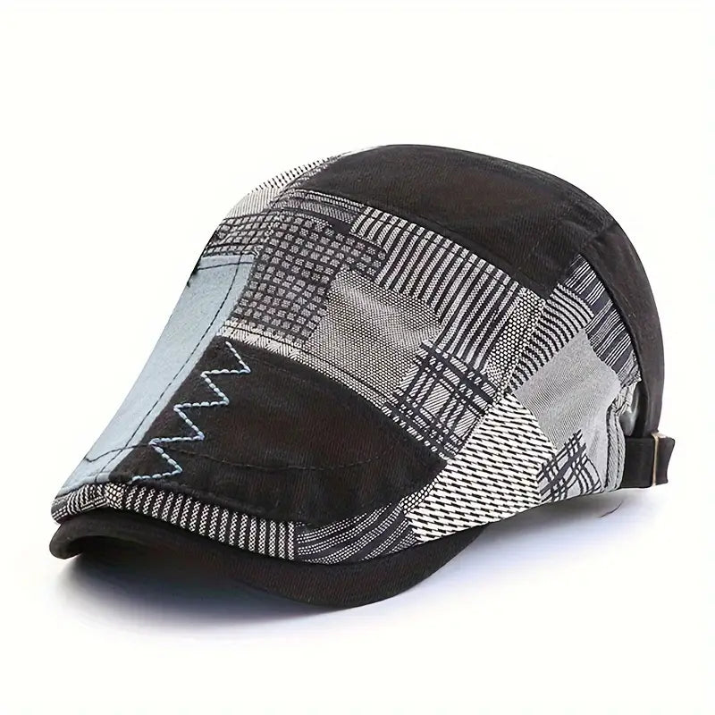 Lebron | Patchwork Pattern Flat Cap Hat