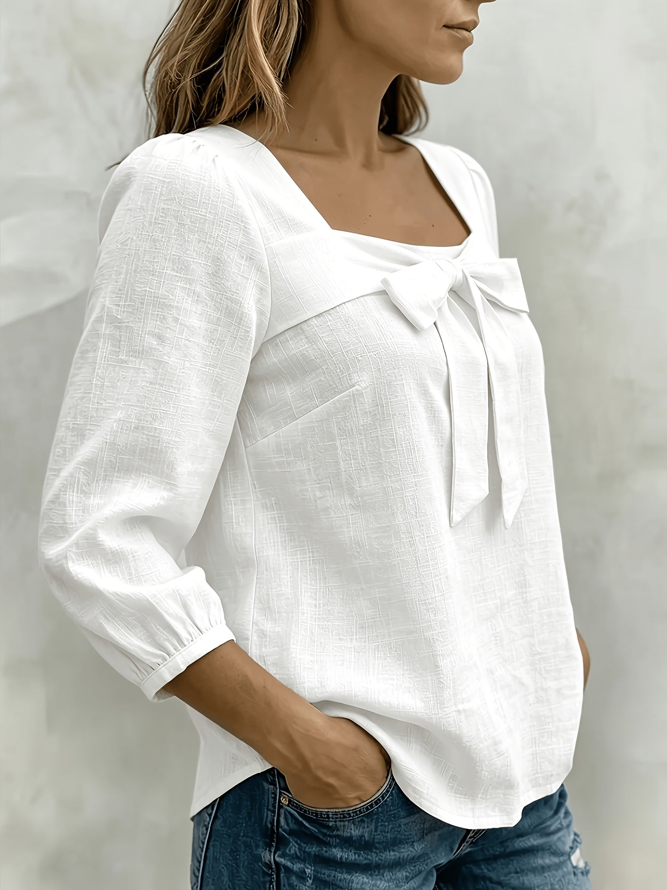 Avelieandra | Bow-Front Casual Summer Shirt in Blue